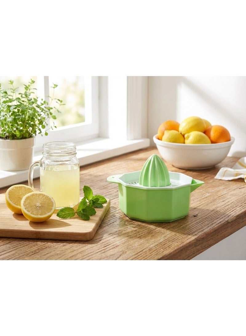 Manual Citrus Juicer & Lemon Squeezer with Built-in Strainer and Pour Spout - Portable Hand Press for Fresh Juice - Pastel Green - Image 2